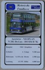 (271'468) - Quartett-Spielkarte mit Auwrter - NEOPLAN N 20L Do-Lux - DO 836 H 7K von 1965 am 26.