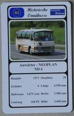 (271'469) - Quartett-Spielkarte mit Auwrter - Neoplan ND 6 von 1973 am 26.