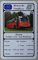 (274'092) - Quartett-Spielkarte mit Bssing Prfekt 13 D,  Typ Hamburg  von 1965 am 20.