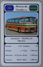 (274'305) - Quartett-Spielkarte mit Auwärter - NEOPLAN NH 10 L von 1970 am 27. April 2025 in Thun 