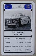 (278'419) - Quartett-Spielkarte mit Opel / Auwrter Blitz 1,5 t von 1037 am 3. August 2025 in thun