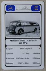 (278'420) - Quartett-Spielkarte mit Mercedes-Benz / Auwrter OP 3750 von 1939 am 3. August 2025 in Thun