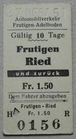 (281'575) - AFA-Einzelbillet vom 27. Mrz 1951 am 17. Oktober 2025 in Thun