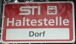 (138'480) - STI-Haltestellenschild - Wimmis, Dorf - am 6.