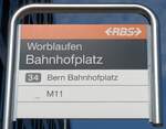 (166'238) - RBS-Haltestellenschild - Worblaufen, Bahnhofplatz - am 12.
