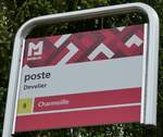 (236'911) - MOBIJU-Haltestellenschild - Develier, poste - am 6. Juni 2022