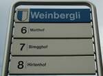 (131'497) - VBL_Haltestellenschild - Luzern, Weinbergli - am 8.