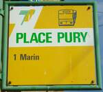 (129'530) - TN-Haltestellenschild - Neuchtel, Place Pury - am 6.