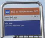 (223'995) - SBB CFF FFS-Haltestellenschild - Neuchtel, gare - am 7.