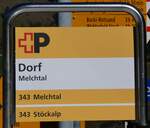 (259'303) - +P-Haltestellenschild - Melchtal, Dorf - am 13.