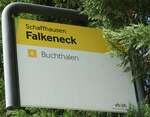 (255'350) - VB/SH-Haltestellenschild - Schaffhausen, Falkeneck - am 17.