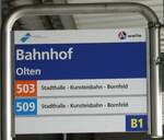 (236'187) - BOGG/A-welle-Haltestellenschild - Olten, Bahnhof - am 22.