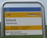 (208'781) - PostAuto-Haltestellenschild - Atzmnnig, Schutt - am 17.