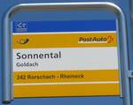 (180'379) - PostAuto-Haltestellenschild - Goldach, Sonnental - am 22.