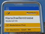 (180'200) - PostAuto-Haltestellenschild - Niederwil SG, Harschwilerstrasse - am 21. Mai 2017