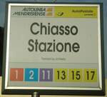 (147'778) - AUTOLINEA MENDRISIENSE/PostAuto-Haltestellenschild - Chiasso, Stazione - am 6.