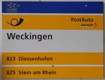 (263'537) - PostAuto-Haltestellenschild - Weckingen - am 9.