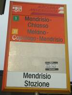 (147'818) - AUTOLINEA MENDRISIENSE-Haltestellenschild - Mendrisio, Stazione - am 6.