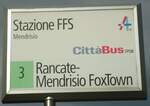 (147'846) - CittBus-Haltestellenschild - Mendrisio, Stazione FFS - am 6.