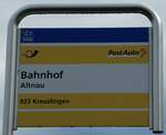 (244'083) - PostAuto-Haltestellenschild - Altnau, Bahnhof - am 21.