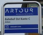 (282'766) - ARTOUR-Haltestellenschild - Arbon, Bahnhof Ost - am 5.