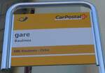 (173'148) - PostAuto-Haltestellenschild - Baulmes, gare - am 20.