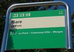 (161'356) - MBC-Haltestellenschild - Le Pont, Gare - am 28. Mai 2015