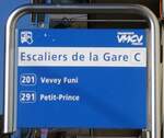 (269'218) - VMCV-Haltestellenschild - Montreux, Escaliers de la Gare - am 16.