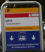 (267'624) - +P/travys-Haltestellenschild - Yverdon-les-Bains, gare - am 1. Oktober 2024