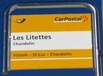 (178'103) - PostAuto-Haltestellenschild - Chandolin, Les Litettes - am 21.