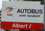 (158'192) - SMC-Haltestellenschild - Montana, Albert I - am 4.