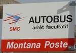 (158'203) - SMC-Haltestellenschild - Montana, Poste - am 4.