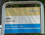 (181'336) - ORtSBUS-Haltestellenschild - Glis, Romantica - 24. Juni 2017