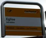 (245'026) - PostAuto-Haltestellenschild - Isrables, Eglise - am 14. Januar 2023