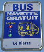 (131'957) - BUS NAVETTE-Haltestellenschild - Ovronnaz, Le Bierze - am 2.