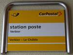 (148'728) - PostAuto-Haltestellenschild - Verbier, station poste - am 2.