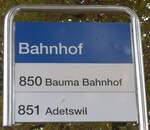 (221'806) - ZVV-Haltestellenschild - Bretswil, Bahnhof - am 12. Oktober 2020