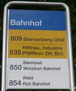 (181'975) - PostAuto/ZVV-Haltestellenschild - Bauma, Bahnhof - am 10.
