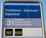 (176'923) - ZVV-Haltestellenschild - Schlieren, Zentrum/Bahnhof - am 6. Dezember 2016