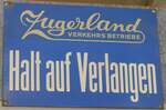 (205'276) - Zugerland VERKEHRS BETRIEBE-Haltestellenschild am 18.